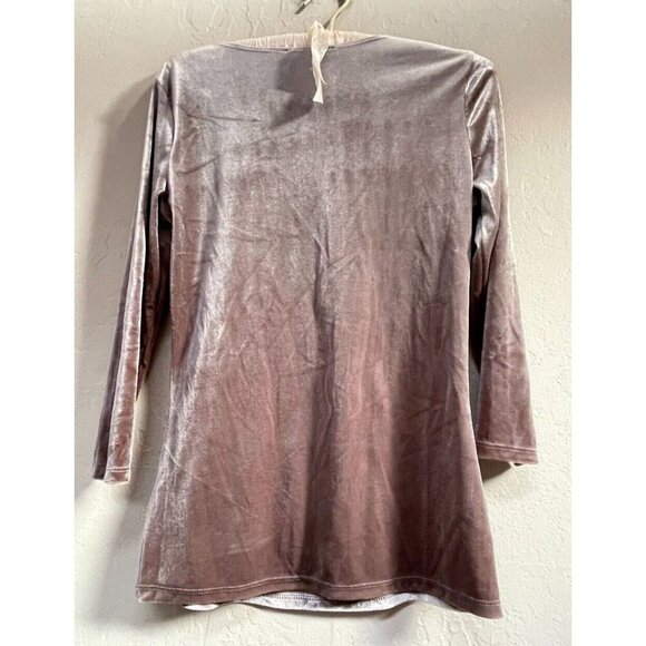 Boston Proper Womens 3/4 Sleeve Velvet Top Blouse Small Brown Stretch Casual - Picture 2 of 9